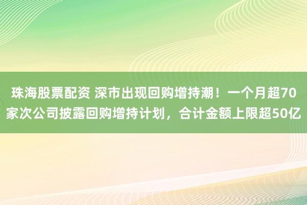 珠海股票配资 深市出现回购增持潮！一个月超70家次公司披露回购增持计划，合计金额上限超50亿