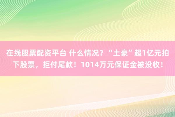 在线股票配资平台 什么情况？“土豪”超1亿元拍下股票，拒付尾款！1014万元保证金被没收！