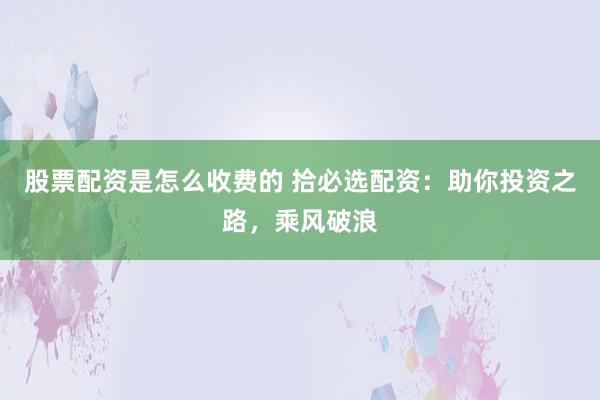 股票配资是怎么收费的 拾必选配资：助你投资之路，乘风破浪